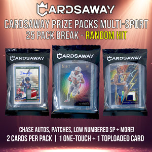 CARDSAWAY PRIZE PACKS MULTI-SPORT  - 25 Pack Break - RANDOM HIT #1 (GIFT CARDS EXCLUDED!)